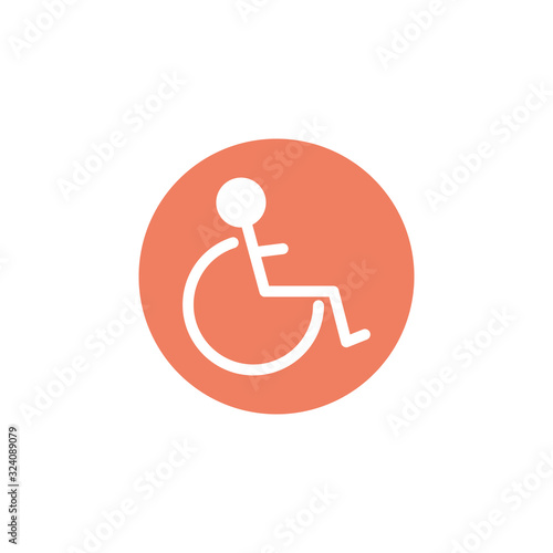 wheelchair for disabled, block and flat style icon