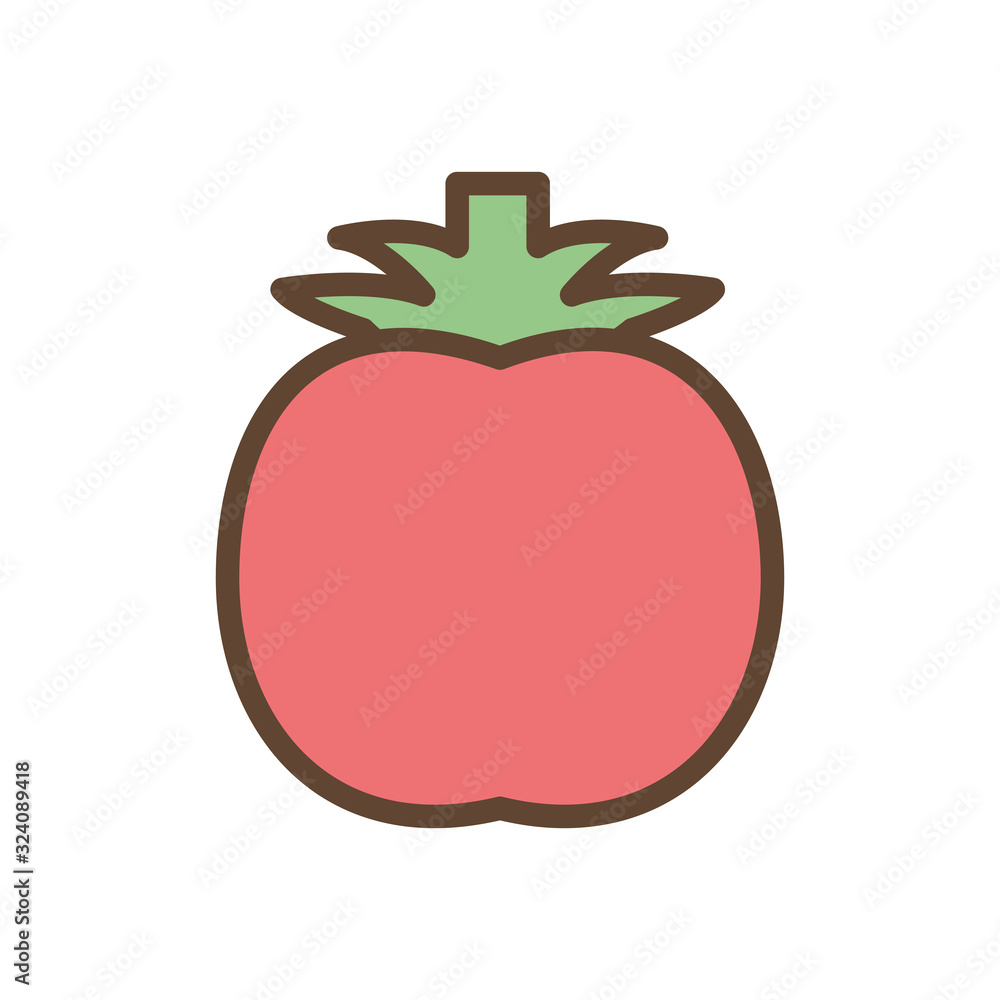 Isolated tomato vegetable line and fill style icon vector design Isolated tomato vegetable line and fill style icon vector design