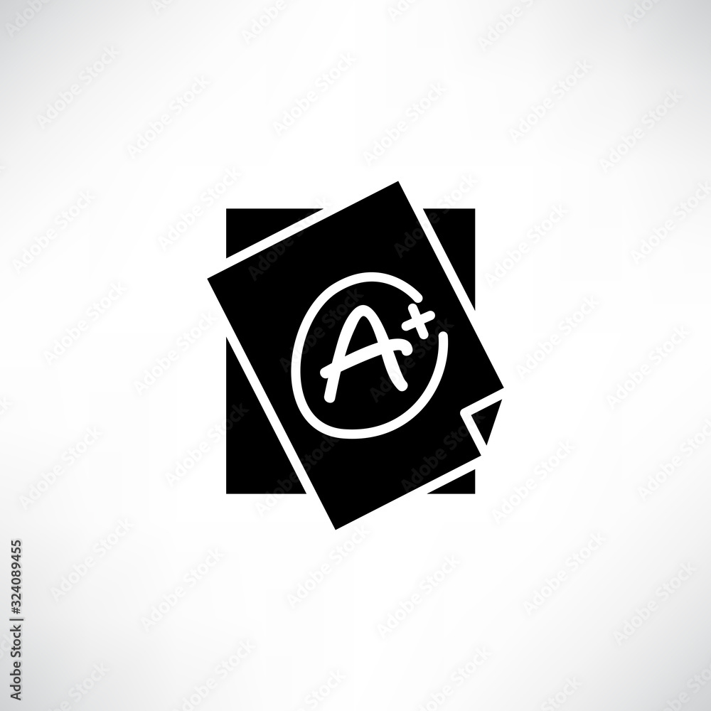 excellent grade result, exam or academic result icon vector excellent grade result, exam or academic result icon vector