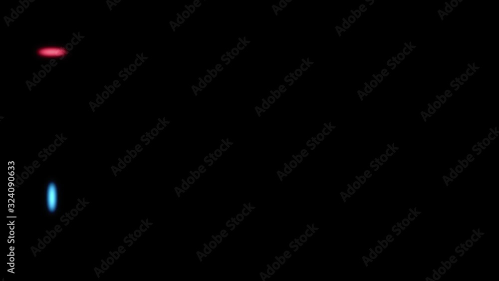 Animation of red blue ellipse shape with light effect running around screen frame on black background with copy space Animation of red blue ellipse shape with light effect running around screen frame on black background with copy space