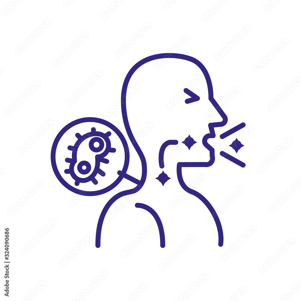 sickness man coughing, line detail style sickness man coughing, line detail style