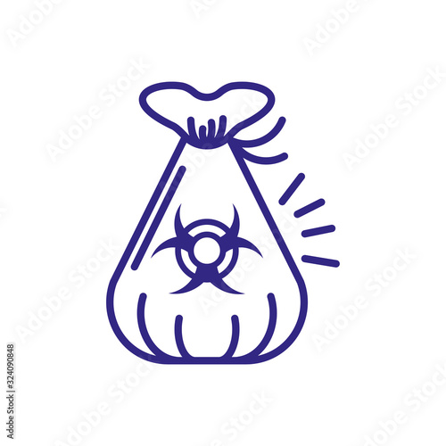 bag with biohazard substances, line detail style