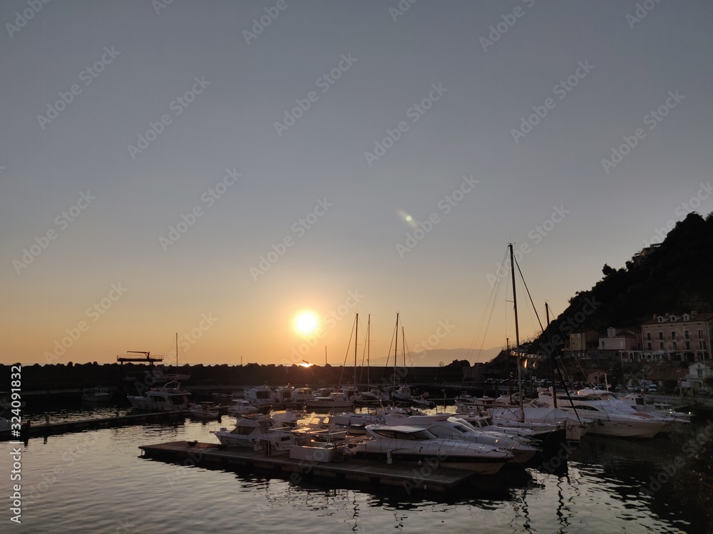 sunset in harbour