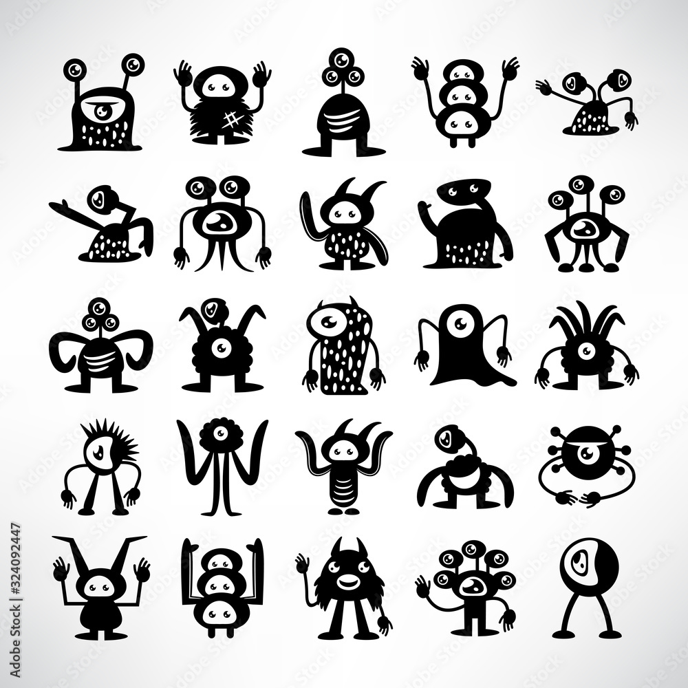Fototapeta premium funny monster icons character vector set