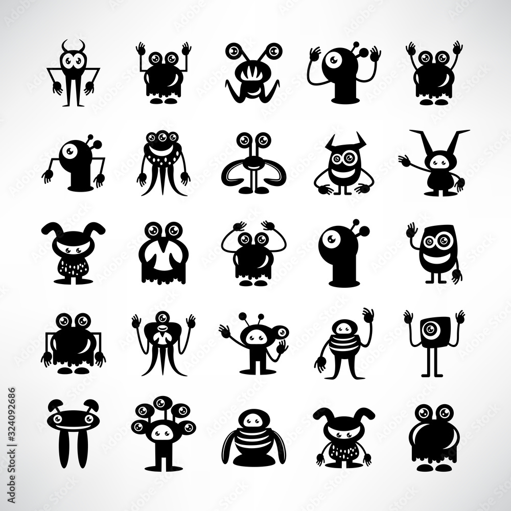 funny monster icons character vector set funny monster icons character vector set