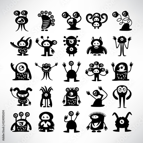 funny monster icons character vector set