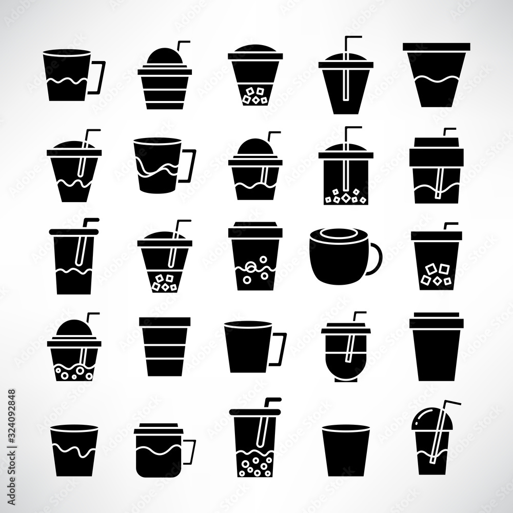 beverage cup, tea and coffee icons set beverage cup, tea and coffee icons set