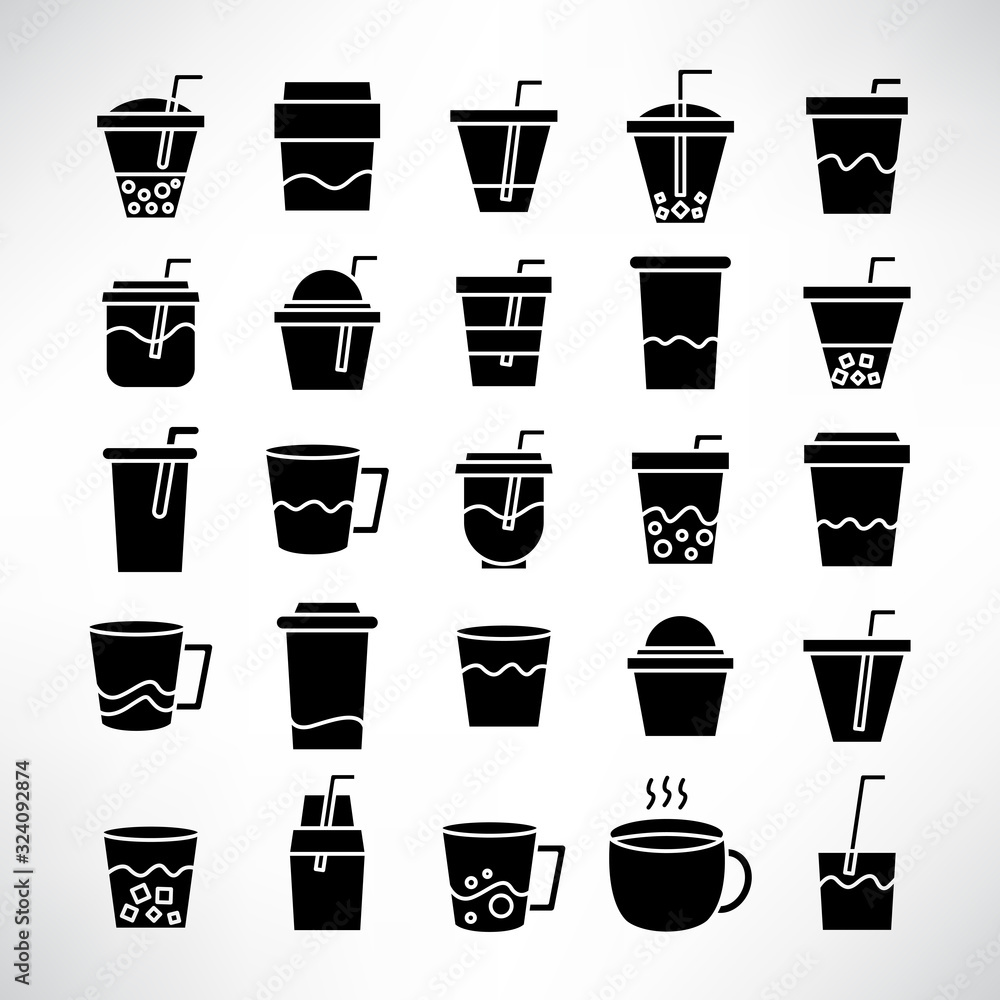 beverage cup, tea and coffee icons set beverage cup, tea and coffee icons set
