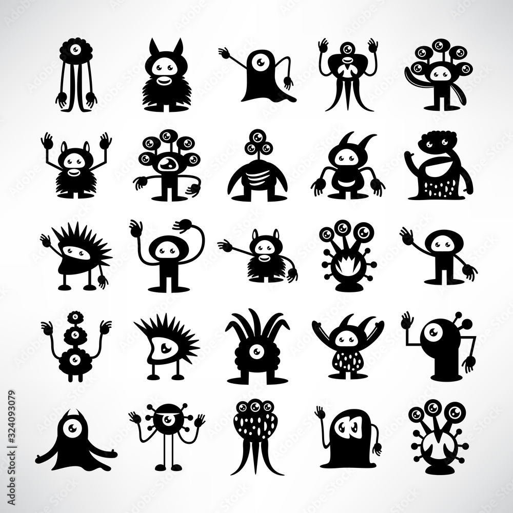 funny monster icons character vector set funny monster icons character vector set