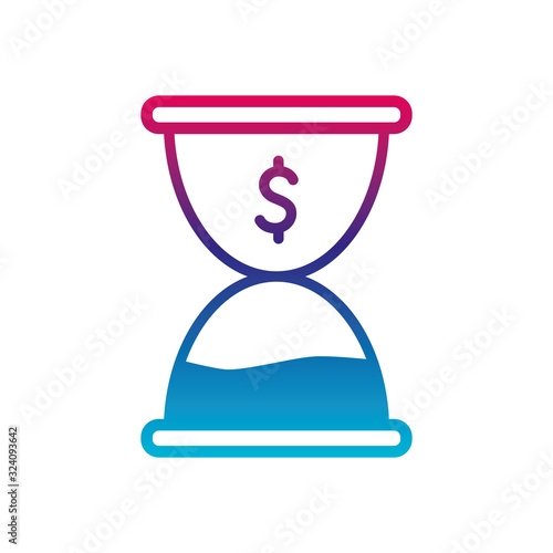 Isolated dollar sand hourglass gradient line style icon vector design