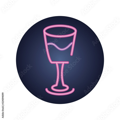 wine glass, neon style icon