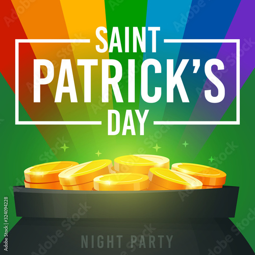 St. Patricks Day card. Promotion banners square shape on theme Patricks Day. Design of advertising in social networks. Vector cartoon illustration