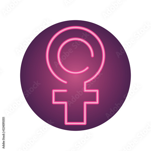 female gender symbol, neon style icon