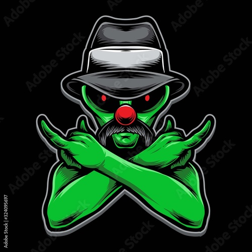 clown alien vector and illustration