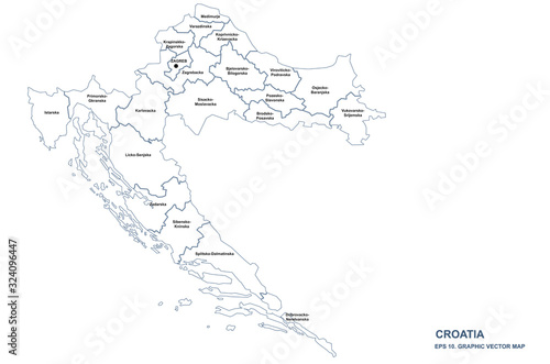 croatia map. vector of europe country map. 