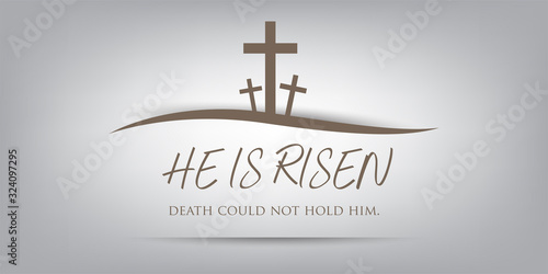 Three crosses on hill, Good Friday christian concept.