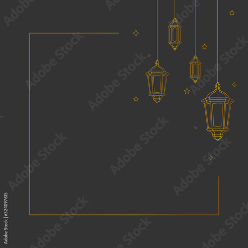 Simple background with hanging lantern vector design