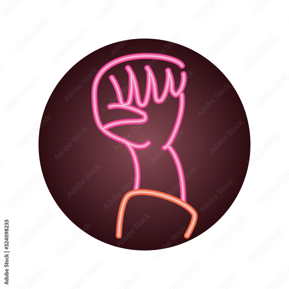 Fototapeta premium hand with fist up , neon style icon