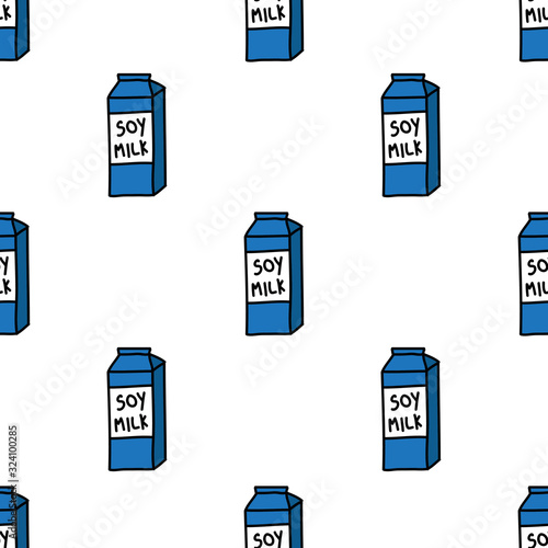 soy milk seamless doodle pattern, vector illustration
