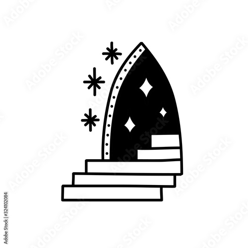 doorway doodle icon, traditional tattoo illustration