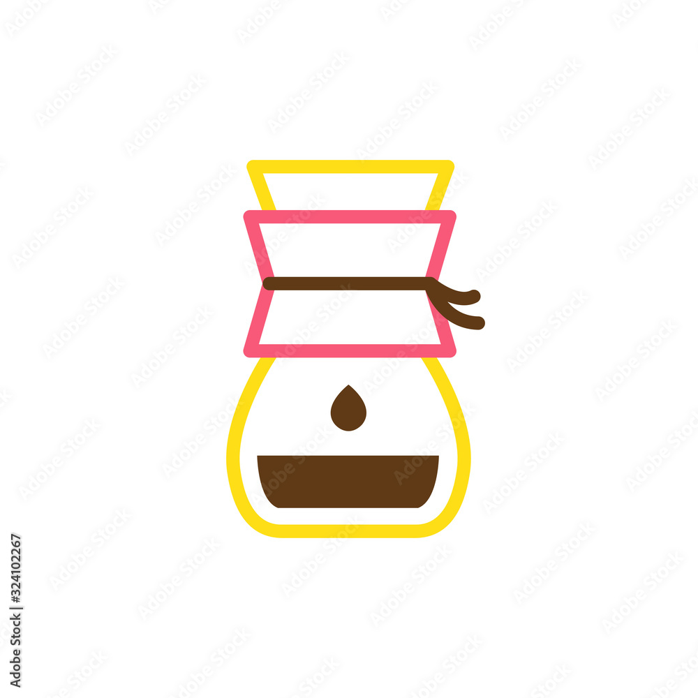 wave pour over coffee maker icon, vector illustration wave pour over coffee maker icon, vector illustration