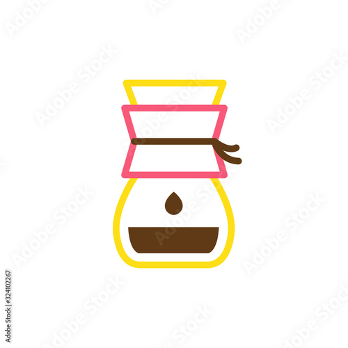 wave pour over coffee maker icon, vector illustration