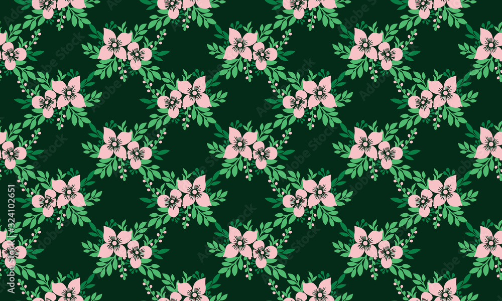 Seamless design of leaf and floral, for spring floral pattern background wallpaper. Seamless design of leaf and floral, for spring floral pattern background wallpaper.