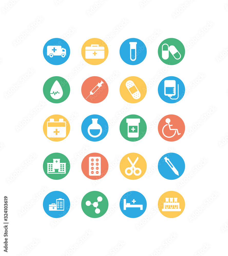 set of icons instruments medical, block and flat style icon set of icons instruments medical, block and flat style icon