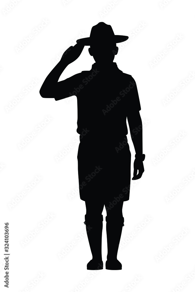 Boy scout with his equipment silhouette vector Boy scout with his equipment silhouette vector