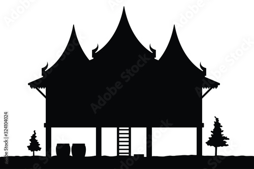 Thai culture house silhouette vector