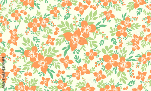 Elegant pattern background for spring floral, with leaf and floral decor.