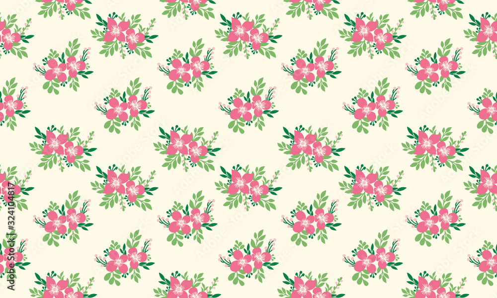 Cute of leaf and floral pattern background, for spring banner design.
