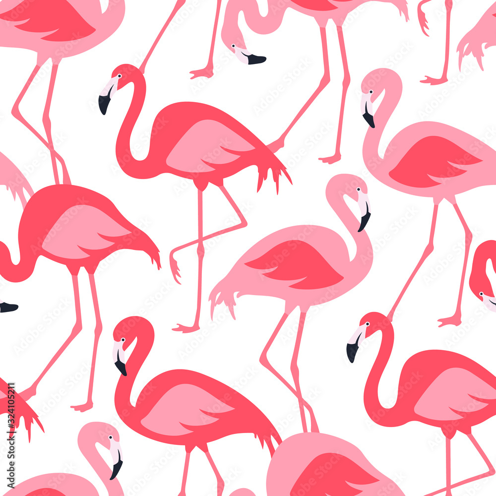 Obraz premium Vector seamless pattern with flamingos