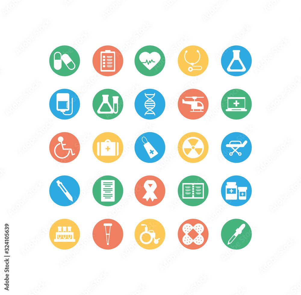 set of icons instruments medical, block and flat style icon set of icons instruments medical, block and flat style icon
