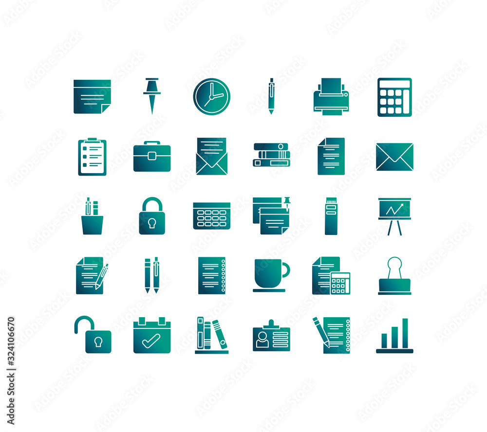 set of icons office , gradient style icon set of icons office , gradient style icon