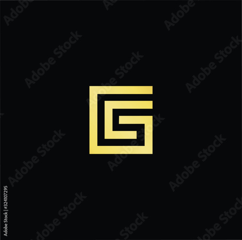 Outstanding professional elegant trendy awesome artistic black and gold color GC CG initial based Alphabet icon logo.