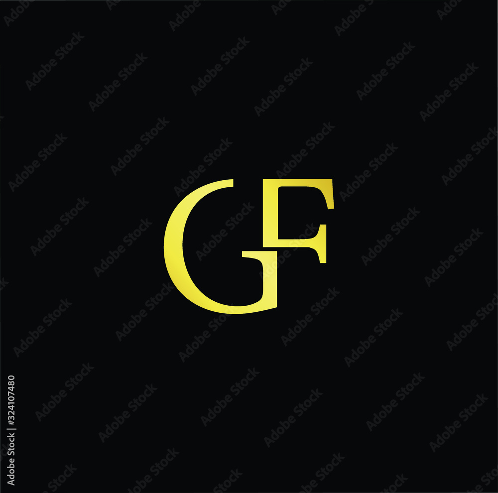Outstanding professional elegant trendy awesome artistic black and gold color GF FG initial based Alphabet icon logo. Outstanding professional elegant trendy awesome artistic black and gold color GF FG initial based Alphabet icon logo.