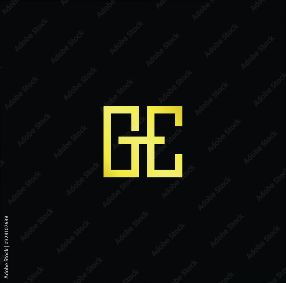 Outstanding professional elegant trendy awesome artistic black and gold color GE EG initial based Alphabet icon logo. Outstanding professional elegant trendy awesome artistic black and gold color GE EG initial based Alphabet icon logo.