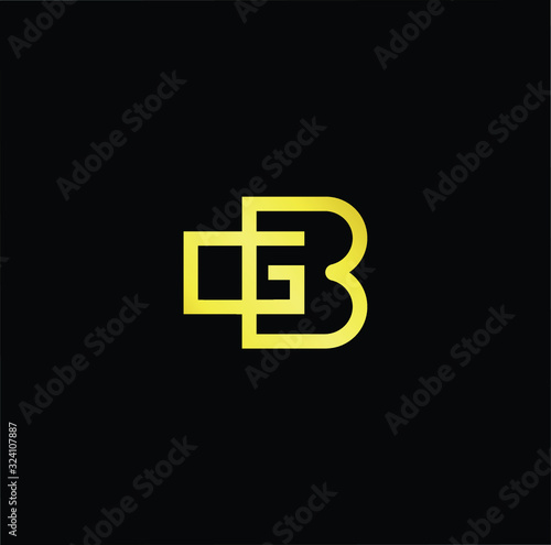 Outstanding professional elegant trendy awesome artistic black and gold GB BG initial based Alphabet icon logo.