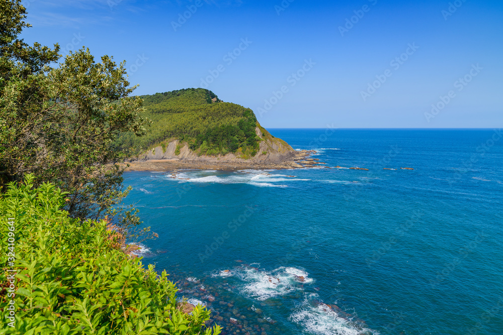 A magnificent view of the coast in the village of Armintza. Basque Country. Northern spain