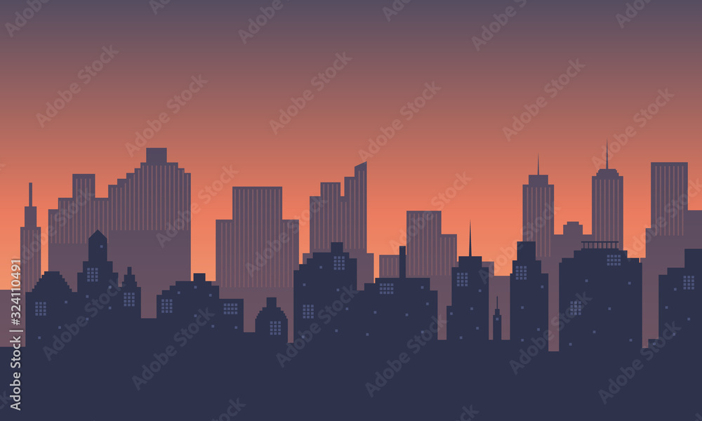 City building skyscraper in the morning with sunrise