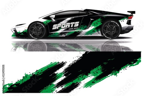 sport car decal wrap design vector