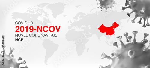 China epidemic coronavirus 2019-nCoV in Wuhan, Novel Coronavirus (2019-nCoV). Virus Covid 19-NCP. nCoV denoted is single-stranded RNA virus.