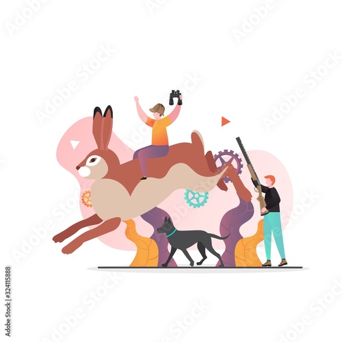 Hunting vector concept for web banner, website page