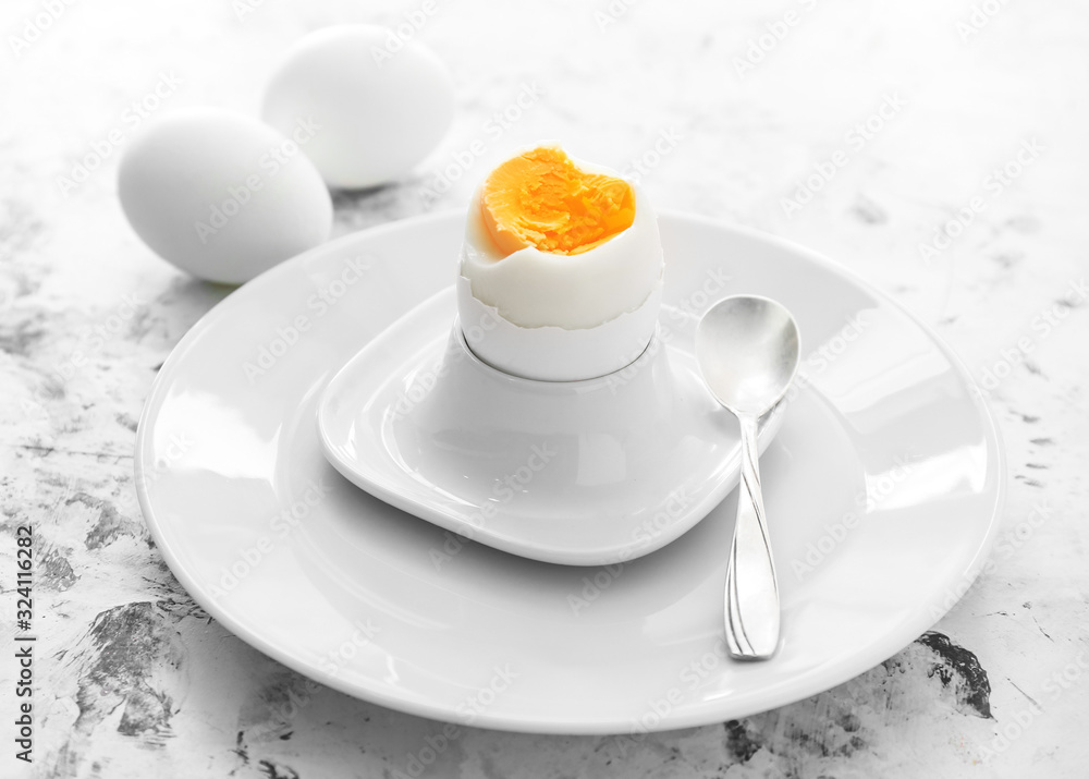 Tasty boiled eggs on table Tasty boiled eggs on table