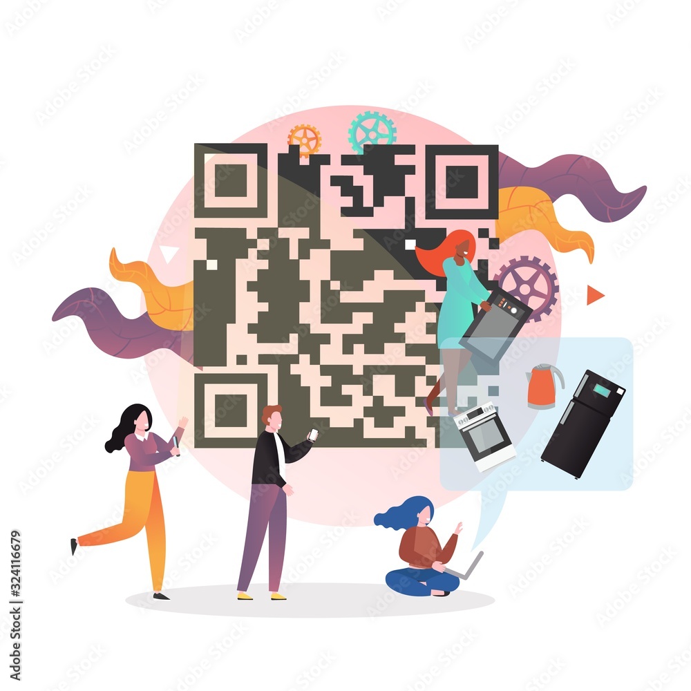 QR code vector concept for web banner, website page QR code vector concept for web banner, website page