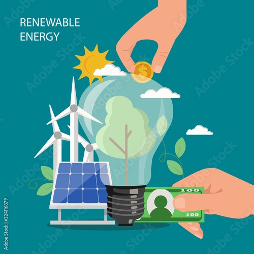 Renewable energy vector concept flat style illustration