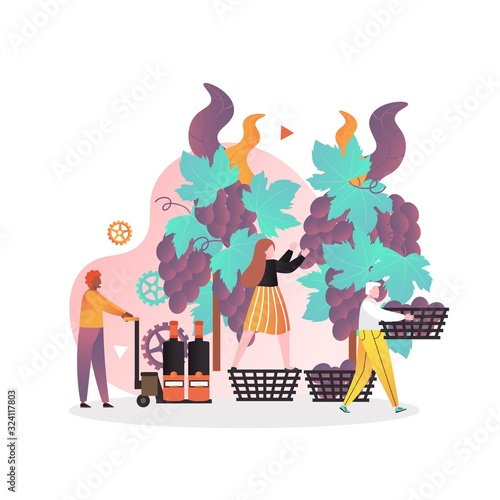 Wine making vector concept for web banner, website page