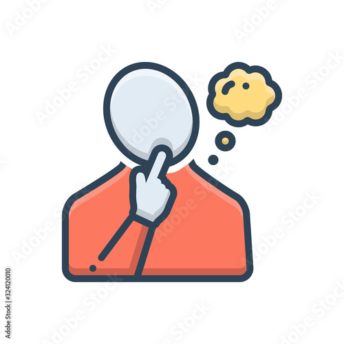 Color illustration icon for thoughtful