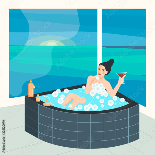 Beautiful brunet at home spa